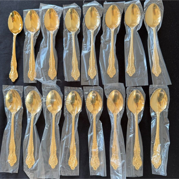 Vtg Stanley Roberts Flatware Golden Dynasty Gold Electroplate 54 PC Svc 8 MINT - Picture 6 of 14